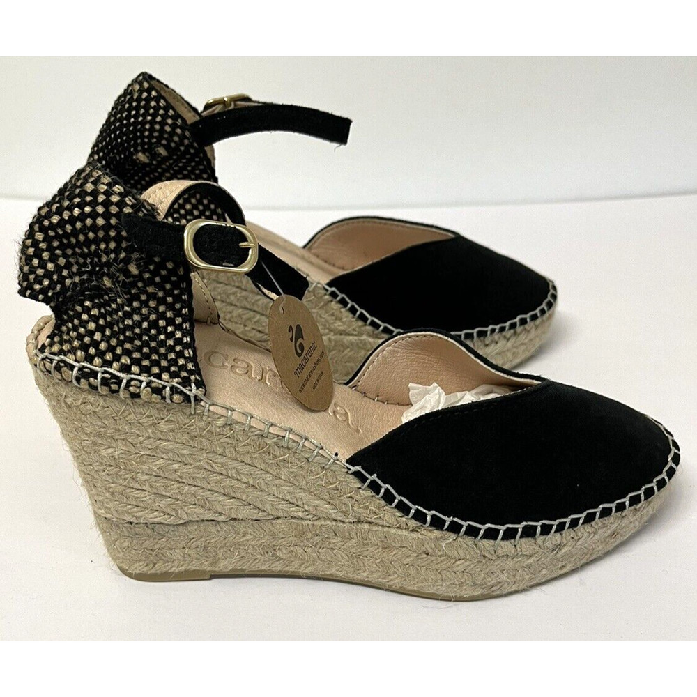 Macarena Espadrilles Wedge Heels Shoes Size 40 Black